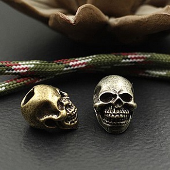 Brass Beads, Skull, Raw(Unplated), 12x12x15mm