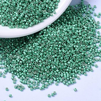MIYUKI Delica Beads, Cylinder, Japanese Seed Beads, 11/0, (DB1182) Galvanized Semi-Frosted Dark Mint, 1.3x1.6mm, Hole: 0.8mm, about 10000pcs/bag, 50g/bag