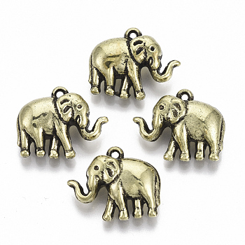CCB Plastic Pendants, for DIY Jewelry Making, Elephant, Antique Golden, 20x24.5x9.5mm, Hole: 1.6mm, about 255pcs/500g