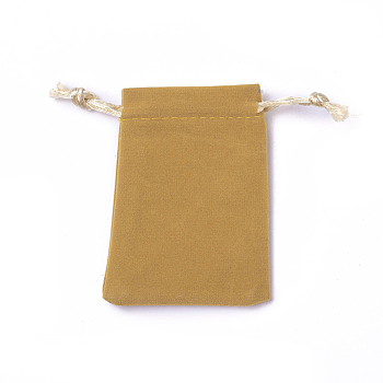 Velvet Packing Pouches, Drawstring Bags, Goldenrod, 9.2~9.5x7~7.2cm