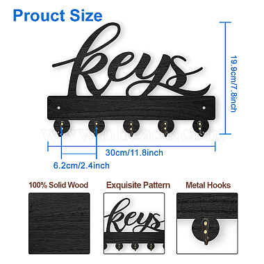 Colgadores de pared de hierro y madera(HJEW-WH0055-019)-2