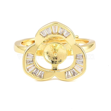 Brass Micro Pave Cubic Zirconia Adjustable Ring Components(KK-CBAC351-02G)-1