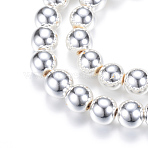 Electroplate Non-magnetic Synthetic Hematite Bead Strands, Round, Silver Plated, 2mm, Hole: 1mm, about 200pcs/strand, 15.7 inch(X-G-Q466-2mm-02)