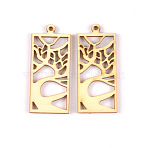 Wood Pendants, Rectangle with Tree, BurlyWood, 55x24x2.6mm(WOOD-CJC0019-14)