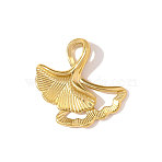 304 Stainless Steel Pendants, Ginkgo Leaf Charms, Ion Plating(IP), Mirror Polished Finish, Real 18K Gold Plated, 16x16mm(STAS-OY010-72G)