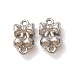304 Stainless Steel Connector Charms, Cherry with Bowknot Links, Stainless Steel Color, 10.5x6x3.5mm, Hole: 1mm(STAS-N124-47P)