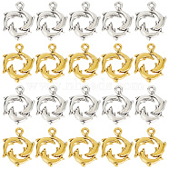 60Pcs 2 Colors Tibetan Style Alloy Pendants, Dolphin Charm, Platinum & Golden, 15x20mm, about 30pcs/color(FIND-SC0004-94)