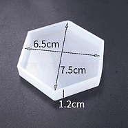DIY Hexagon Cup Mat Silicone Molds, Coaster Molds, Resin Casting Molds, White, 75x65x12mm(SIMO-PW0001-117B-02)