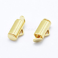 Brass Slide On End Clasp Tubes, Slider End Caps, Real 18K Gold Plated, Cadmium Free & Nickel Free & Lead Free, 11.5x5.5x4mm, Hole: 1mm,  Inner Diameter: 2mm(KK-P112-40-NR)