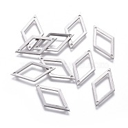 201 Stainless Steel Links connectors, Rhombus, 22x12.5x0.5mm, Hole: 1mm(X-STAS-Q127)