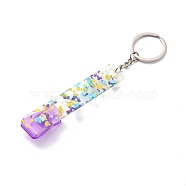 Ferroalloy, Plastic and Acrylic Keychain, Contactless Card Extractor, for Long Nail Card Extractor Keychain with Card Puller for Girls, Rectangle, Purple, 15.5cm(KEYC-C048-01F)