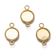 304 Stainless Steel Cabochon Connector Settings, Plain Edge Bezel Cups, Flat Round, Real 18K Gold Plated, Tray: 10mm, 20x12x2mm, Hole: 2.5mm(STAS-H130-23A-G)