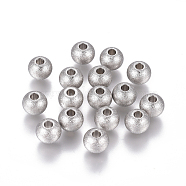 201 Stainless Steel Textured Beads, Rondelle, Stainless Steel Color, 8x6mm, Hole: 2.5mm(STAS-F222-029-B)