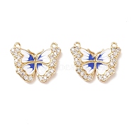 Rack Plating Brass Micro Pave Cubic Zirconia Charms, with Enamel, Cadmium Free & Lead Free, Butterfly, Real 18K Gold Plated, 12.5x15.5x2mm, Hole: 1mm(ZIRC-C038-01G)