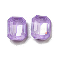 Glass Rhinestone Cabochons, Point Back & Back Plated, Faceted, Rectangle, Purple Velvet, 10x8x5mm.(RGLA-G021-01E-183DE)