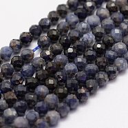 Natural Sapphire Beads Strands, Faceted, Round, Grade AB, Midnight Blue, 3mm, Hole: 0.5~0.6mm, about 144~151pcs/strand, 15.3~15.7 inch(39~40cm)(G-F460-45A)