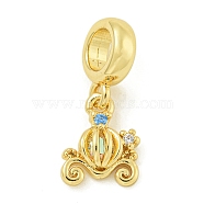 Rack Plating Brass Pave Colorful Cubic Zirconia Pumpkin Cart European Dangle Charms, Large Hole Pendants, Lead Free & Cadmium Free, Long-Lasting Plated, Real 18K Gold Plated, 11x8.5x4mm, Hole: 4.6mm(KK-Z067-38G)