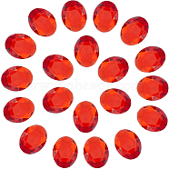 Acrylic Rhinestone Flat Back Cabochons, Faceted, Bottom Silver Plated, Oval, Red, 40x30x7~7.5mm, 20pcs/box(DIY-GF0009-17A)