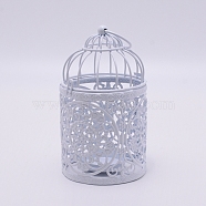 Metal Iron Birdcage Candle Holder, Perfect Home Party Decoration, White, 8.1x16.5cm, Hole: 3.5cm(AJEW-WH0155-15)