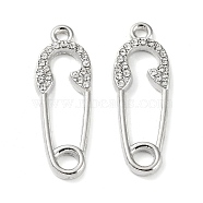 Alloy with Rhinestone Pendants, Cadmium Free & Lead Free, Paper Clip Charms, Platinum, 27x9.5x2mm, Hole: 1.8mm(FIND-B028-06P)