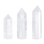 3Pcs 3 Style Point Tower Natural Quartz Crystal Home Display Decoration, Healing Stone Wands, for Reiki Chakra Meditation Therapy Decos, Hexagonal Prisms, 40~70x13~19x16~21.5mm, 1pc/style(DJEW-BC0001-22A)