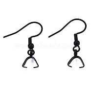 304 Stainless Steel Hooks, Ear Wire, with Ice Pick Pinch Bails, Electrophoresis Black, 27x20mm, 21 Gauge, Pin: 0.7mm(STAS-N092-163E)