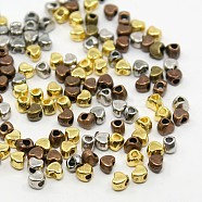 Tibetan Style Heart Spacer Beads, Nickel Free, Mixed Color, 3.5x4x3mm, Hole: 1.5mm(X-TIBEB-X0016-NF)