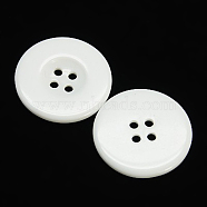 Resin Buttons, Dyed, Flat Round, White, 18x3mm(RESI-D033-18mm-01)