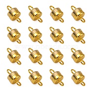 Column Brass Magnetic Clasps with Loops, Lead Free & Nickel Free & Cadmium Free, Golden, 11x6mm, Hole: 2mm(X-KK-M064-G-NR)