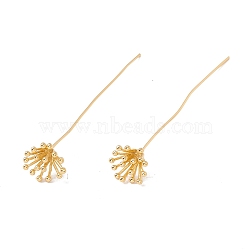 Brass Flower Head Pins, Golden, 56mm, Pin: 21 Gauge(0.7mm), Flower: 10mm in diameter(FIND-B009-07G)