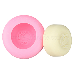 DIY Soap Silicone Molds, Column with Footprint Pattern, Hot Pink, 82x37mm, Inner Diameter: 47mm(DIY-WH0302-22)