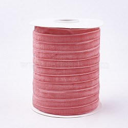 Single Face Velvet Ribbon, Pink, 3/8 inch(9.5~10mm), about 50yards/roll(45.72m/roll)(SRIB-T004-01-18)