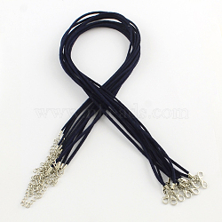 2mm Faux Suede Cord Necklace Making with Iron Chains & Lobster Claw Clasps, Prussian Blue, 19.3 inch(X-NCOR-R029-04)