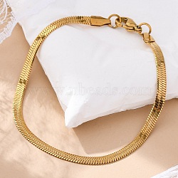 304 Stainless Steel Bracelets, Herringbone Chain Bracelets, with Lobster Claw Clasps, Real 18K Gold Plated, (7.08 inch)18cm, 3x0.5mm(X-BJEW-D418-01G)