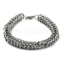 304 Stainless Steel Rope Chain Bracelet, Stainless Steel Color, 8-5/8 inch(21.8cm)(BJEW-Z023-17P)