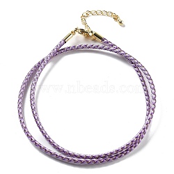 Polyester Cord Braided Necklace Makings, with Brass Findings, Stainless Steel Clasps, Long-Lasting Plated, Golden, Lilac, 18-3/4 inch(47.5cm)(MAK-L043-03G-22)