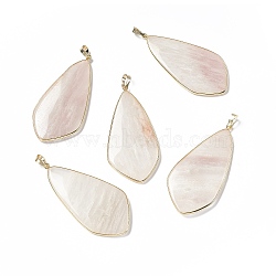 Natural Quartz Crystal Big Pendants, Rock Crystal, Teardrop Charms, with Rack Plating Golden Tone Brass Findings, Cadmium Free & Lead Free, 60~70x30~35x5mm, Hole: 8.5x5.5mm(G-P491-06G-02)