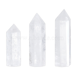 3Pcs 3 Style Point Tower Natural Quartz Crystal Home Display Decoration, Healing Stone Wands, for Reiki Chakra Meditation Therapy Decos, Hexagonal Prisms, 40~70x13~19x16~21.5mm, 1pc/style(DJEW-BC0001-22A)