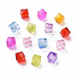 Transparent Acrylic Beads, Square, Mixed Color, 7x7x7mm, Hole: 1.8mm, about 2000pcs/500g(MACR-N013-007)
