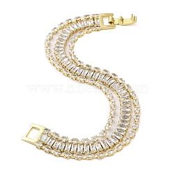 Brass Micro Pave Cubic Zirconia Bracelets for Women, Real 18K Gold Plated, 7-5/8 inch(19.5cm)(BJEW-R100-04G-02)