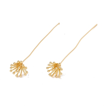 Brass Flower Head Pins, Golden, 56mm, Pin: 21 Gauge(0.7mm), Flower: 10mm in diameter
