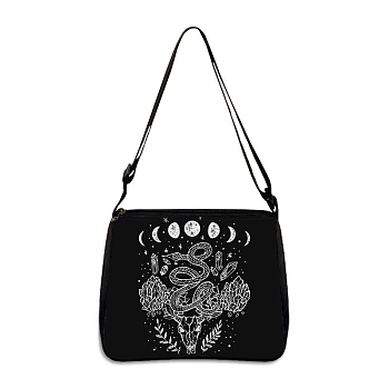 Polyester Bag, Gothic Style Adjustable Shoulder Bag for Wiccan Lovers, Snake, 30x25cm