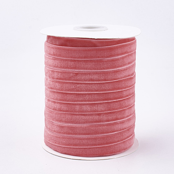 Single Face Velvet Ribbon, Pink, 3/8 inch(9.5~10mm), about 50yards/roll(45.72m/roll)