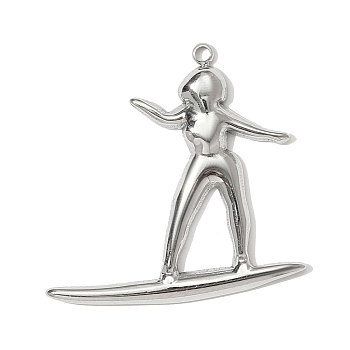 304 Stainless Steel Pendants, Human Charms, Stainless Steel Color, 29x28mm