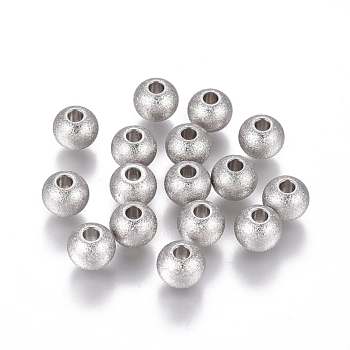 201 Stainless Steel Textured Beads, Rondelle, Stainless Steel Color, 8x6mm, Hole: 2.5mm