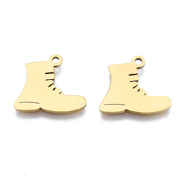 Ion Plating(IP) 201 Stainless Steel Pendants, Laser Cut, Shoes, Golden, 13.5x15x1mm, Hole: 1.4mm