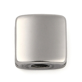 304 Stainless Steel Slide Charms, Square, Stainless Steel Color, 10x10x5mm, Hole: 3.5x1.5mm