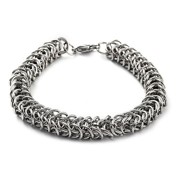304 Stainless Steel Rope Chain Bracelet, Stainless Steel Color, 8-5/8 inch(21.8cm)