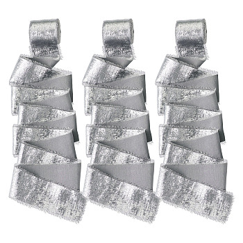 Polyester Frayed Ribbon, Fringe Raw Edges Ribbon, for Wedding Invitations, Bouquets, Gift Wrapping, Gainsboro, 1-1/2 inch(38mm), about 5 yards/roll