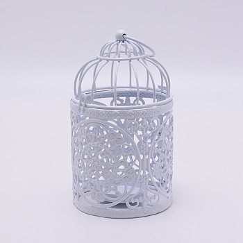 Metal Iron Birdcage Candle Holder, Perfect Home Party Decoration, White, 8.1x16.5cm, Hole: 3.5cm